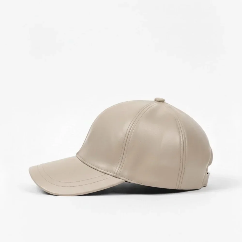 TELLARO Leather Baseball Cap - Beige - Picture 2 of 2